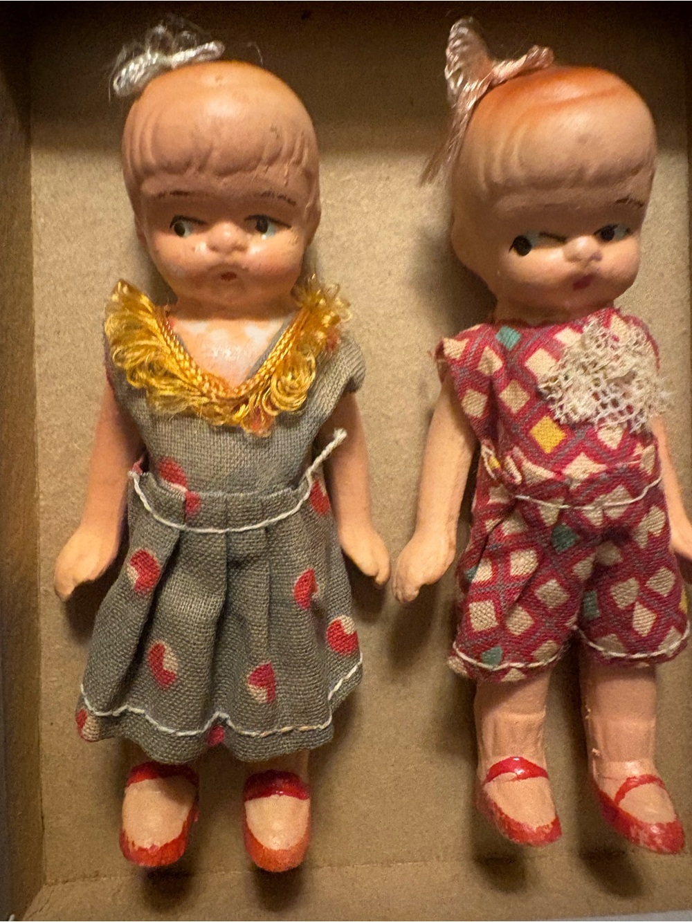 Vintage mini antique bisque dolls